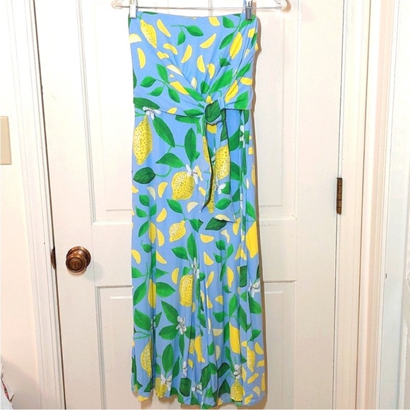 Anthropologie Maeve Strapless Jumpsuit with Lemon and Leaf Print - Picture 2 of 8